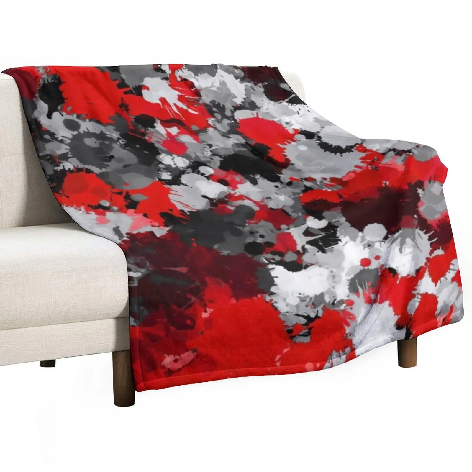 

Red and Grey Paint Splatter Throw Blanket Blanket For Baby Thin Blankets Sofa Quilt