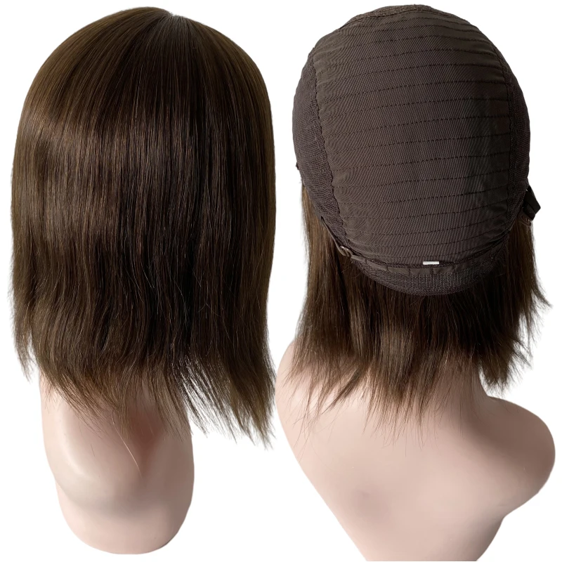 

Jewish Wigs 100% European Virgin Human Hair Brown Color #4 Kosher Wig 4x4 Silk Top Full Handtied Straight Jewish Wig