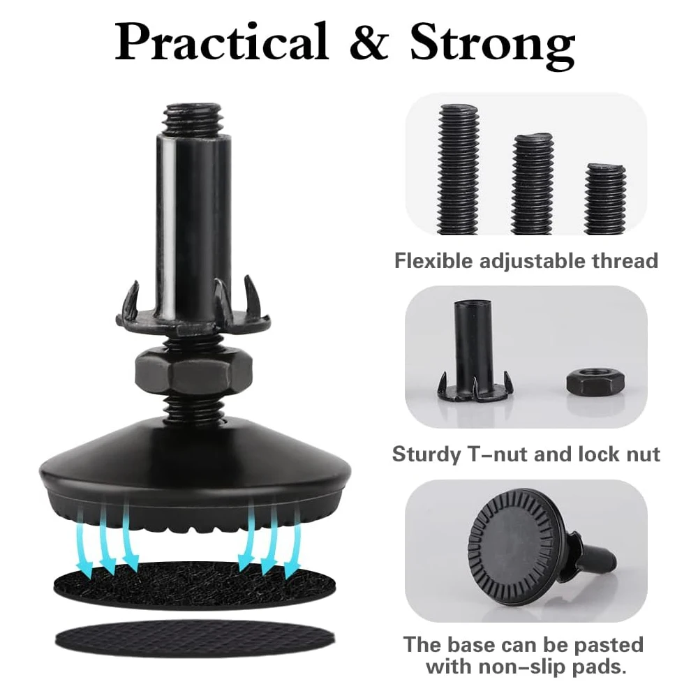 4Pcs 조정 가능한 레벨링 피트, 직경 50mm 헤비 듀티 조절기 캐비닛 레스토랑 테이블 의자 레벨러 용 가구 레벨러 발