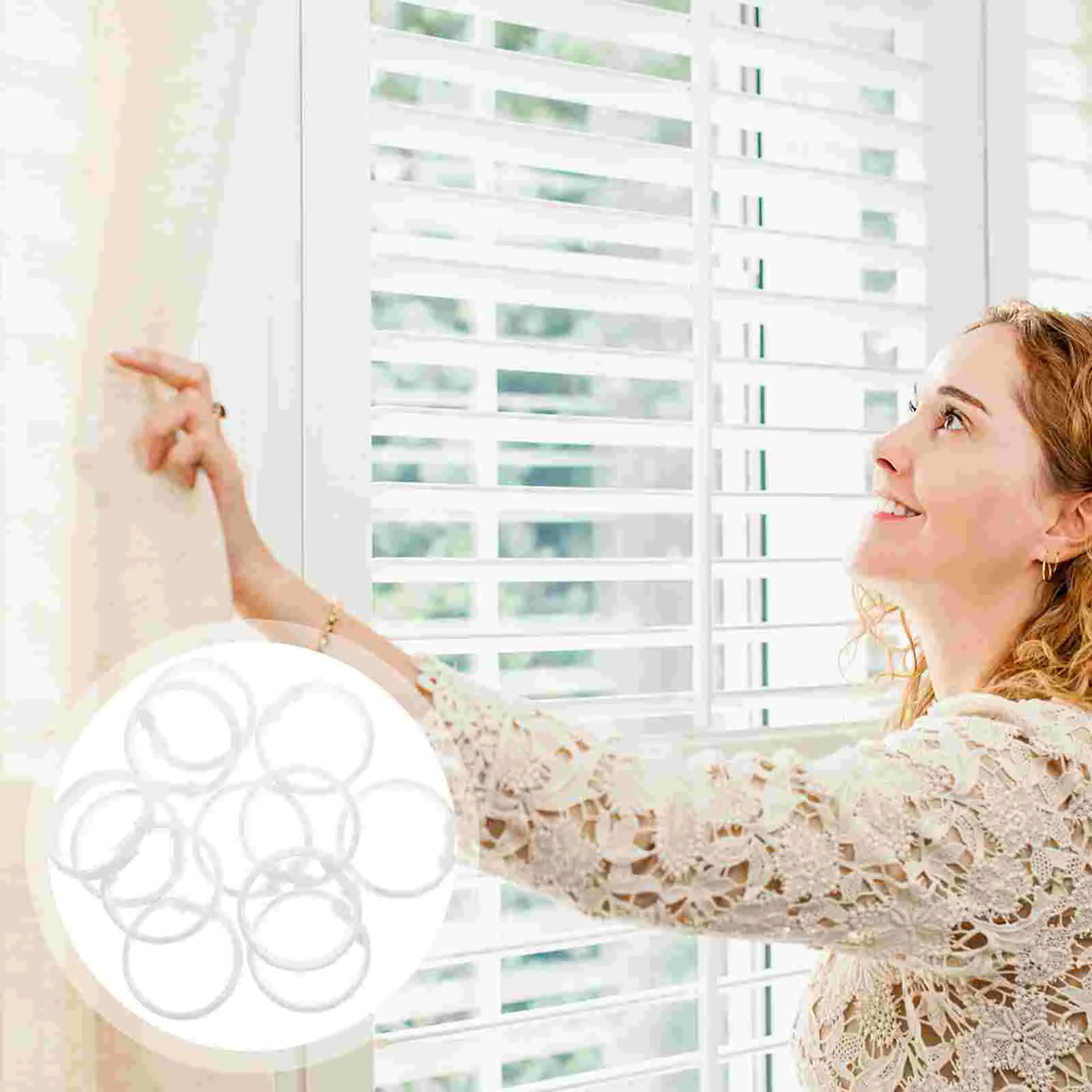 12 Pcs Window Curtains Bath Drape Rings Shower Loop Clip Scroll Wheel Hanger Hooks