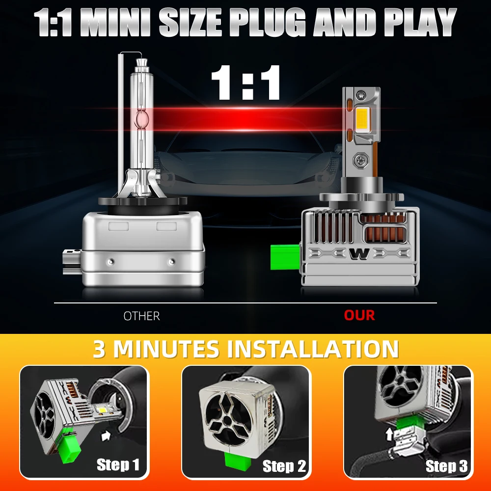 2개 LED 헤드라이트 캔버스 전구 50000LM 1:1 HID 제논 램프 랜드로버 레인지로버 보그 L405 2013 2014 2015 2016 2017용