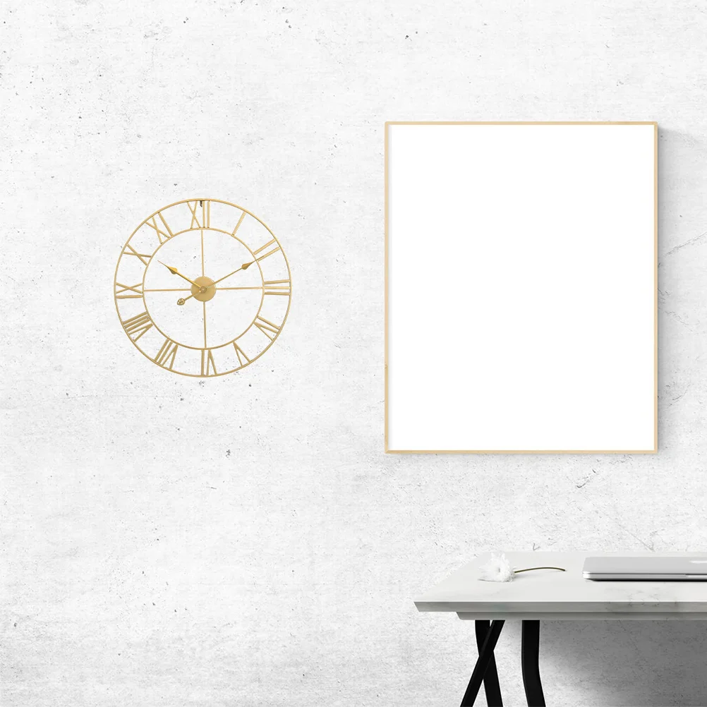 

Iron Silent Wall Clock Simple Wall Clock Decor Home Decorative Wall Clock Living Room Wall Clock (Golden Embryo Black Stitches)