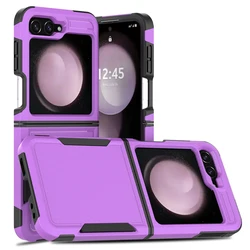 Armor Shockproof Defender Phone Case - Anti - Shock Hybrid Rugged Protective Cover - Galaxy Z Flip5 (Purple)