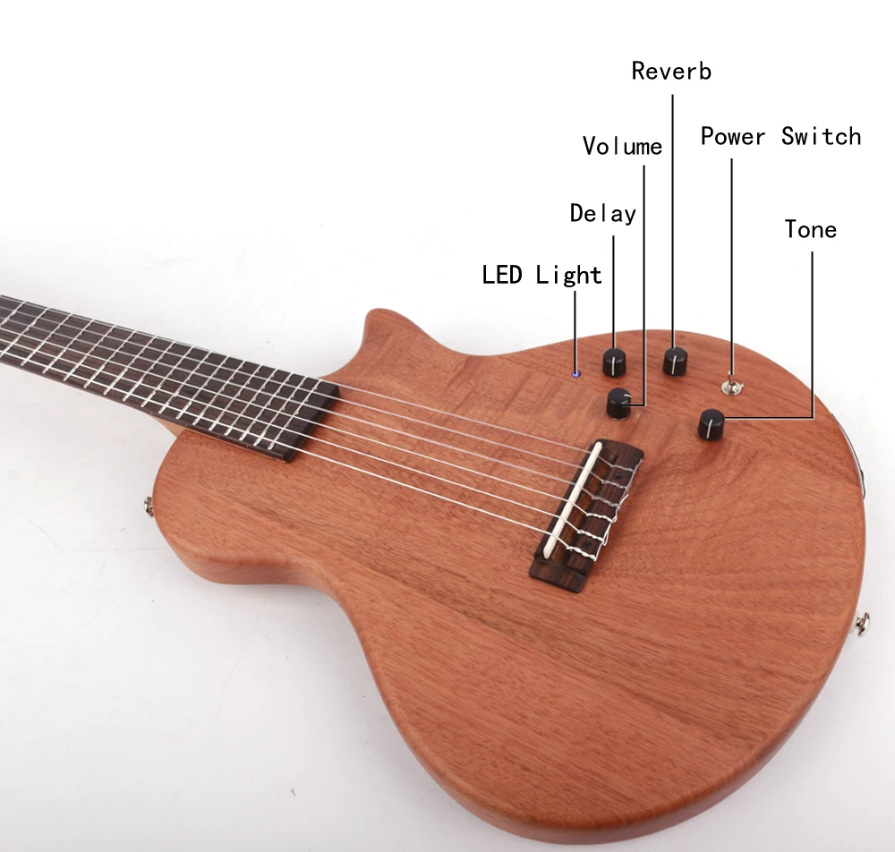 Electric classical classic guitar Silent nylon string travel portable built in effect