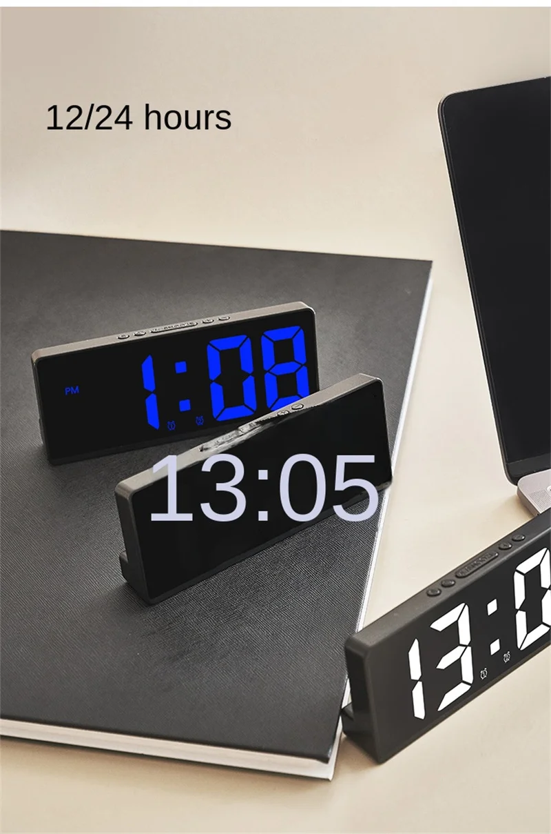 New Multi-functional LED Digital Alarm Clock Acoustic Control Student Alarm Clock Temperature and Date Display Alarm Clock