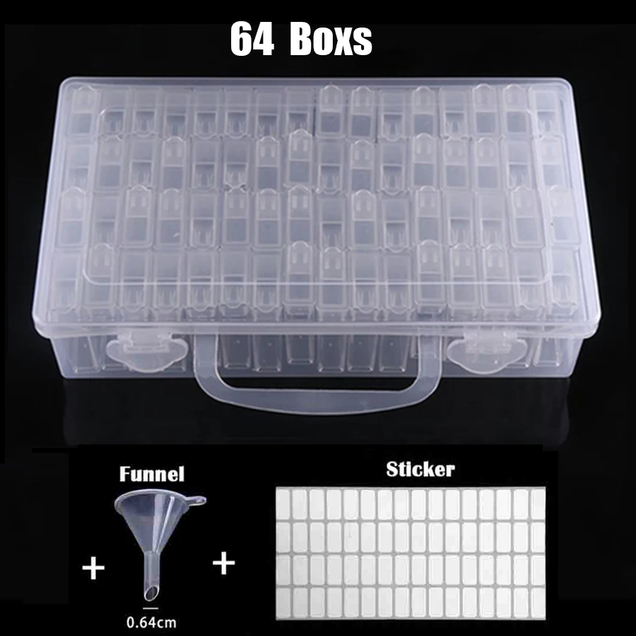 28/56/64 Slot Diamond Painting Plastic Storage Box Embroidery Accessory Case Clear Beads Container Storage Box Cross Stitch Tool