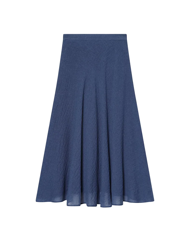 New Women High-waisted Midi Skirts Slimming Solid Color Medium-length Umbrella Skirt Fashion Ladies Simple A- line Casual Skirt