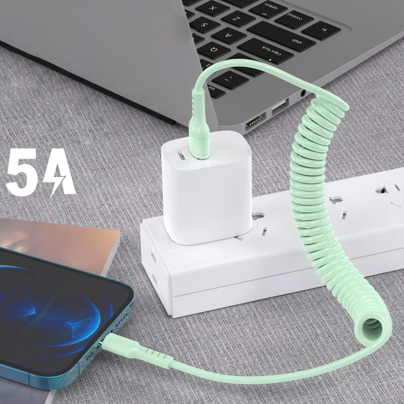 

Nohon Spring Type C Cable Fast Charge USB C Cable Micro USB Data Cord for Huawei Xiaomi Charging Wire