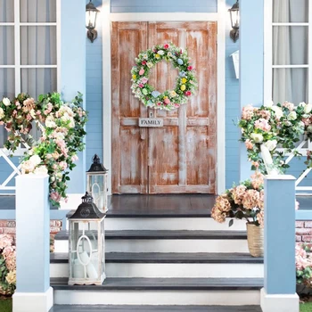 45m New Artificial Flower Front Door Wreath Tulip Lavender Winter Jasmine Wreath Wedding Home Decor 6