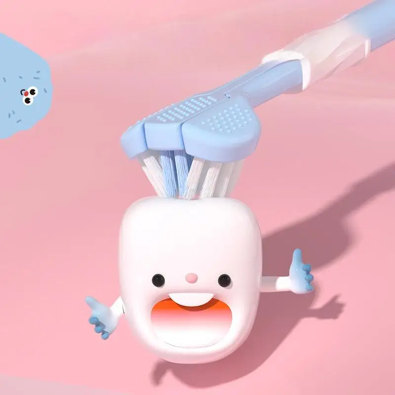 4개입, 랜덤 색상, 작은 몬스터 모양의 3면 부드러운 칫솔모로 딥클리닝, 잇몸에 부드러운 세정, 치아에 잘 맞는 디자인, 깊고 효율적인 세정, 혀 코팅 부드러운 세정 효과 제공