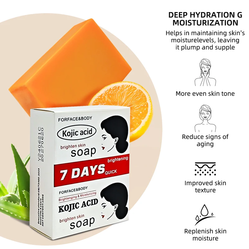 Kojic Acid Soap 2PCS Kojic Acid Soap With Turmeric Vitamin E Cleansing Fragrance Body Bath Brightens Skin Tone Improves Dullness