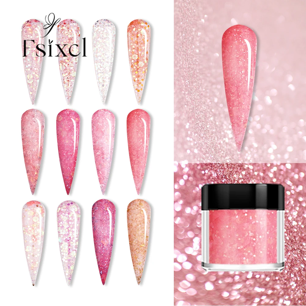 

FSIXCL 31 Color Red Pink Nude Dipping Mixed Sequins Acrylic Powder Nail Glitter for Decoration Manicure Design Nail Art Pigment