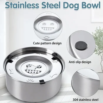 Stainless Steel Dog Floating Bowl No Spill Anti-Splash Non-Slip Pet water dispenser for dogs Big Capacity Dog Feeder Bowl 2