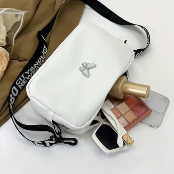 حقيبة مربعة صغيرة على شكل فراشة بسيطة من النايلون، حقائب كروس خفيفة الوزن بكتف واحد للنساء ومحافظ وحقائب يد بسحاب 4