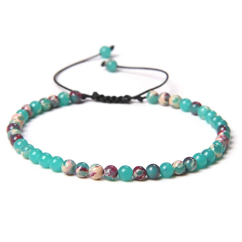 Bracciale Regolabile Con Perline Di Pietre Naturali 4mm E Accenti Oro - Fatto A Mano In Granato, Ametista, Quarzo Rosa, Regalo Per Donna