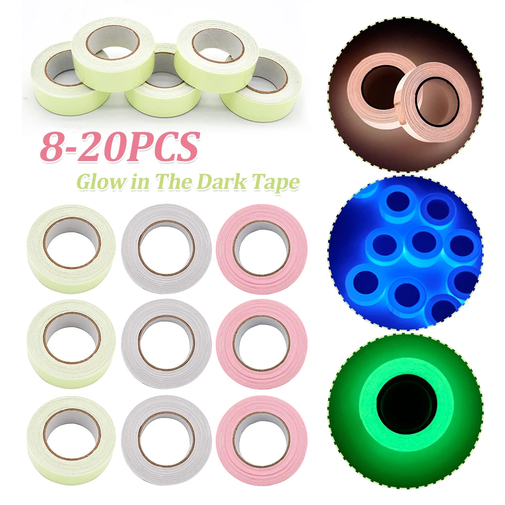 8-20PCS Glow in The Dark Tape Luminous Tape Sticker Removable Fluorescent Security Decor for Theatres Staged & Dark Areas
