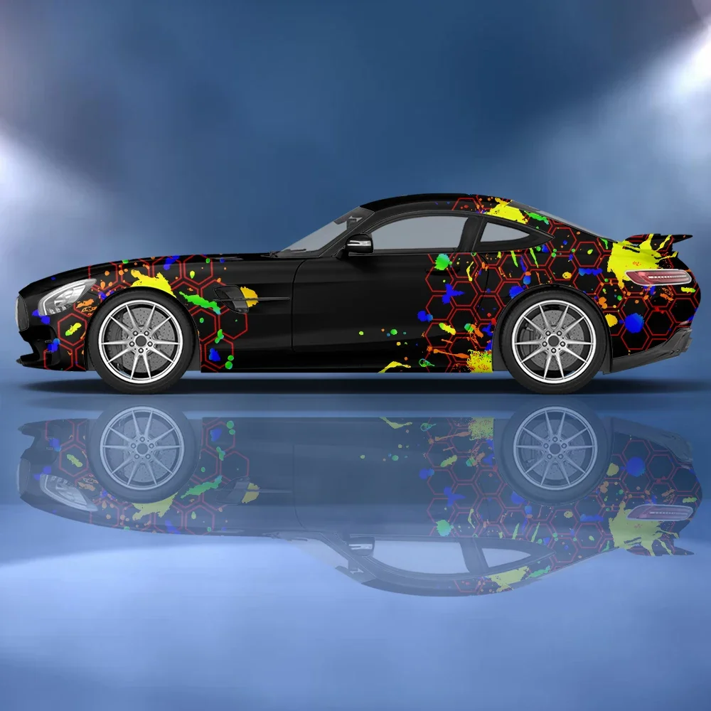 

Боковая наклейка в виде сотового цветного пигмента, универсальный виниловый самоклеящийся декоративный аксессуар, наклейка для автомобиля