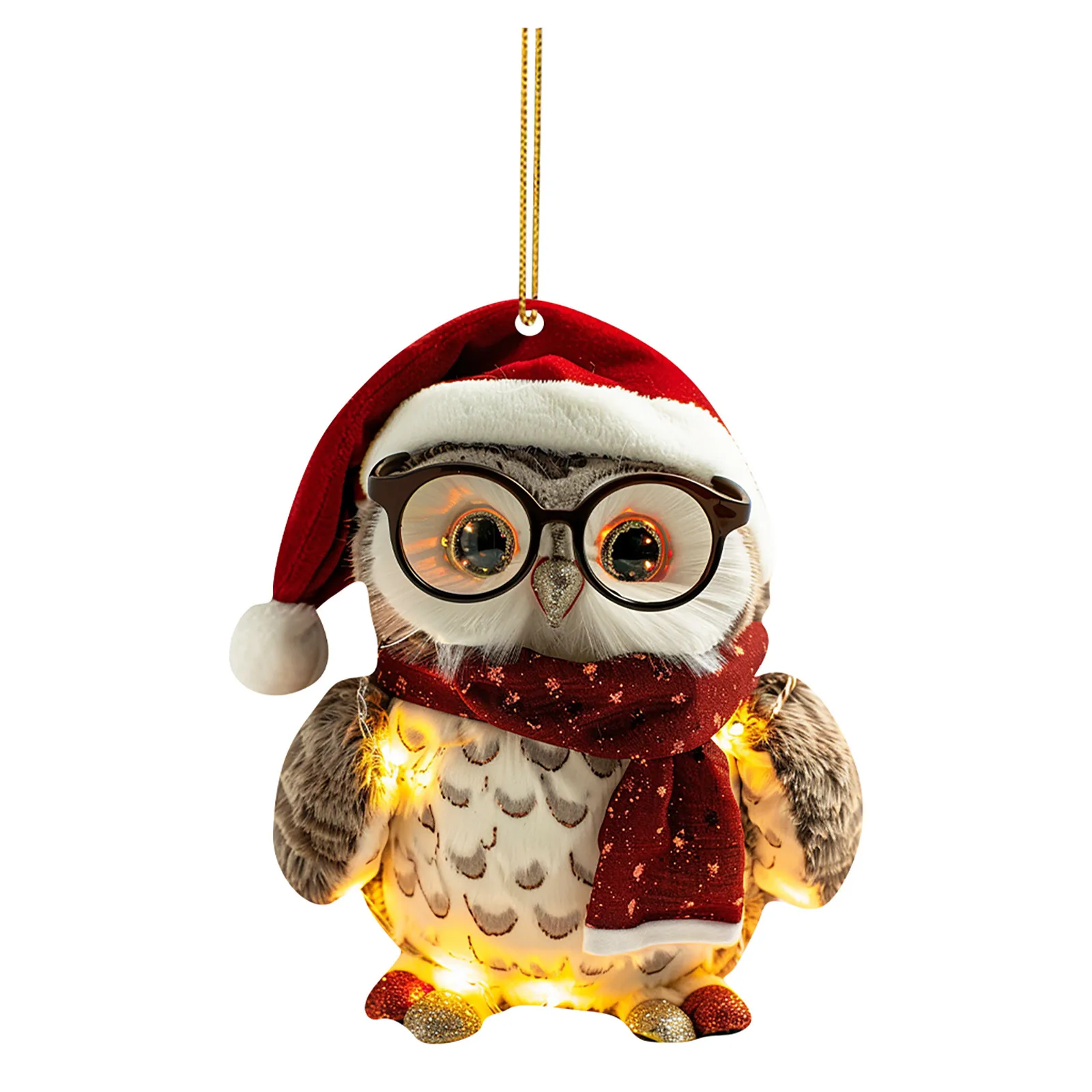 Christmas Hanging Owl Flat Christmas Tree Hanging Decoration Keychain Pendant Fresh Garland Xmas Gifts