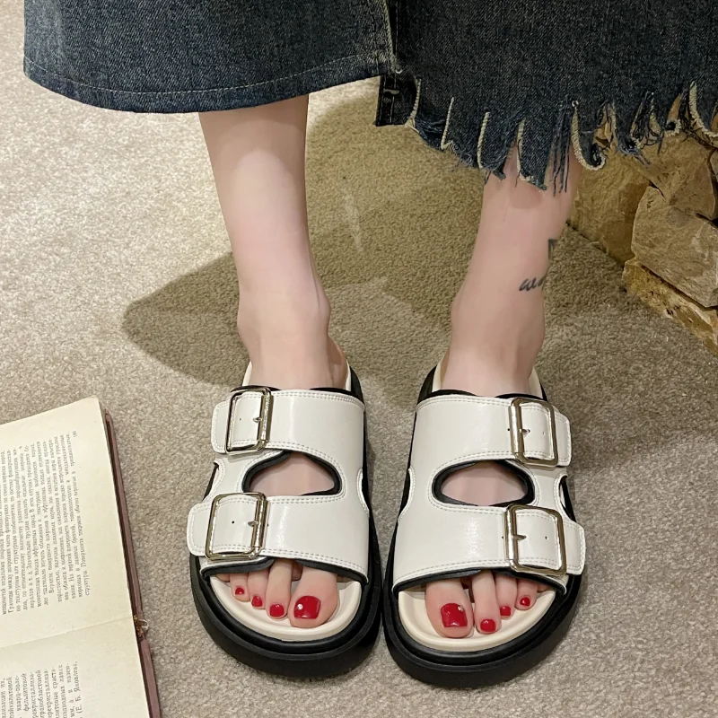 

Shoes for Women 2023 High Quality Basic Buckle Women's Slippers Peep Toe Casual Slippers Women Solid Color Shoes Ladies Zapatos