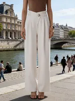 Autumn New Women's Trousers Streetwear Fashion Elegant Female Pants Clothing Solid Sexy Casual Slim Versatile Button Trousers - Image 2