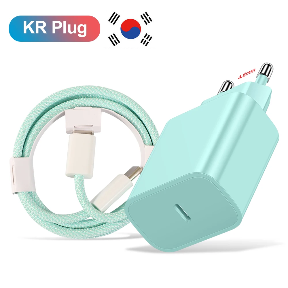 20W PD Korean USB C Type C Charger For iPhone 15 Fast Charging Cable For Xiaomi Redmi Note 12 Samsung S23 Ultra Type C Phone