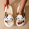 Cute Cartoon Cow Unisex Linen Slippers Spring Summer Slides Mule Men And Women Home Shoes Non-slip Flip Flops For Four Seasons 3