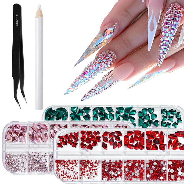 Mermaid Nail Art Lot Salon Style Faux Nails Ring Polish Gemstones Decals  Tattoo | eBay