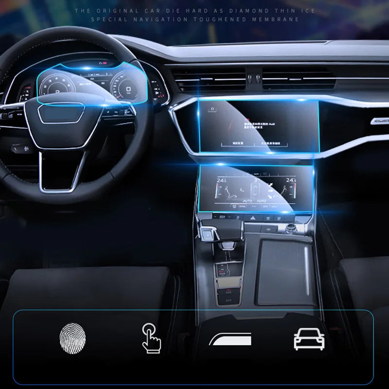 

For Audi A6 A7 C8 2019 2020 2021 2022 GPS Navigation Film LCD Screen Tempered Glass Protective Film Anti-Scratch Film 3pcs/Set