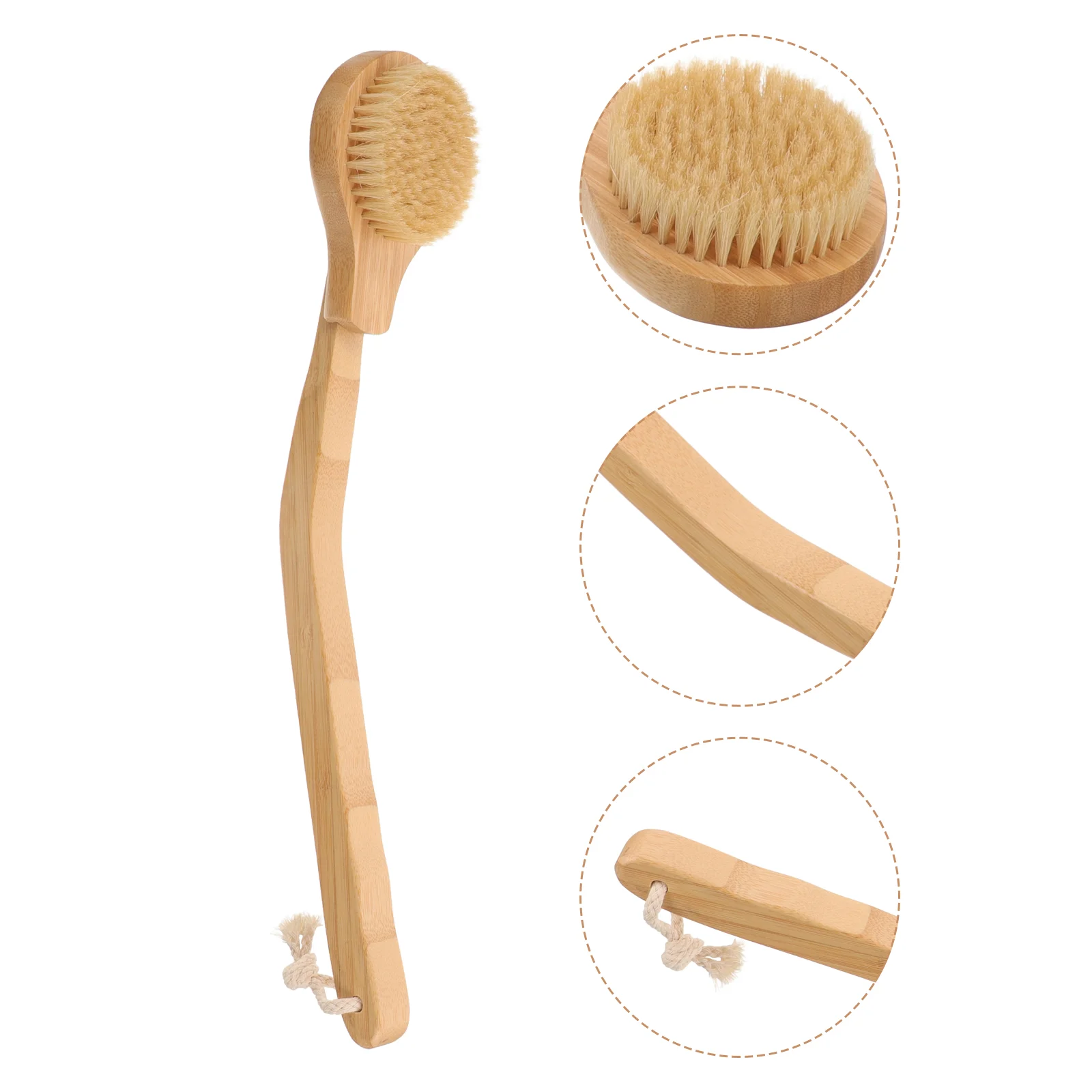

Handle Shower Body Brush Exfoliating Back Scrubber Shower Curved Long Handle Bamboo Body Brush Natural Bristles Elderly