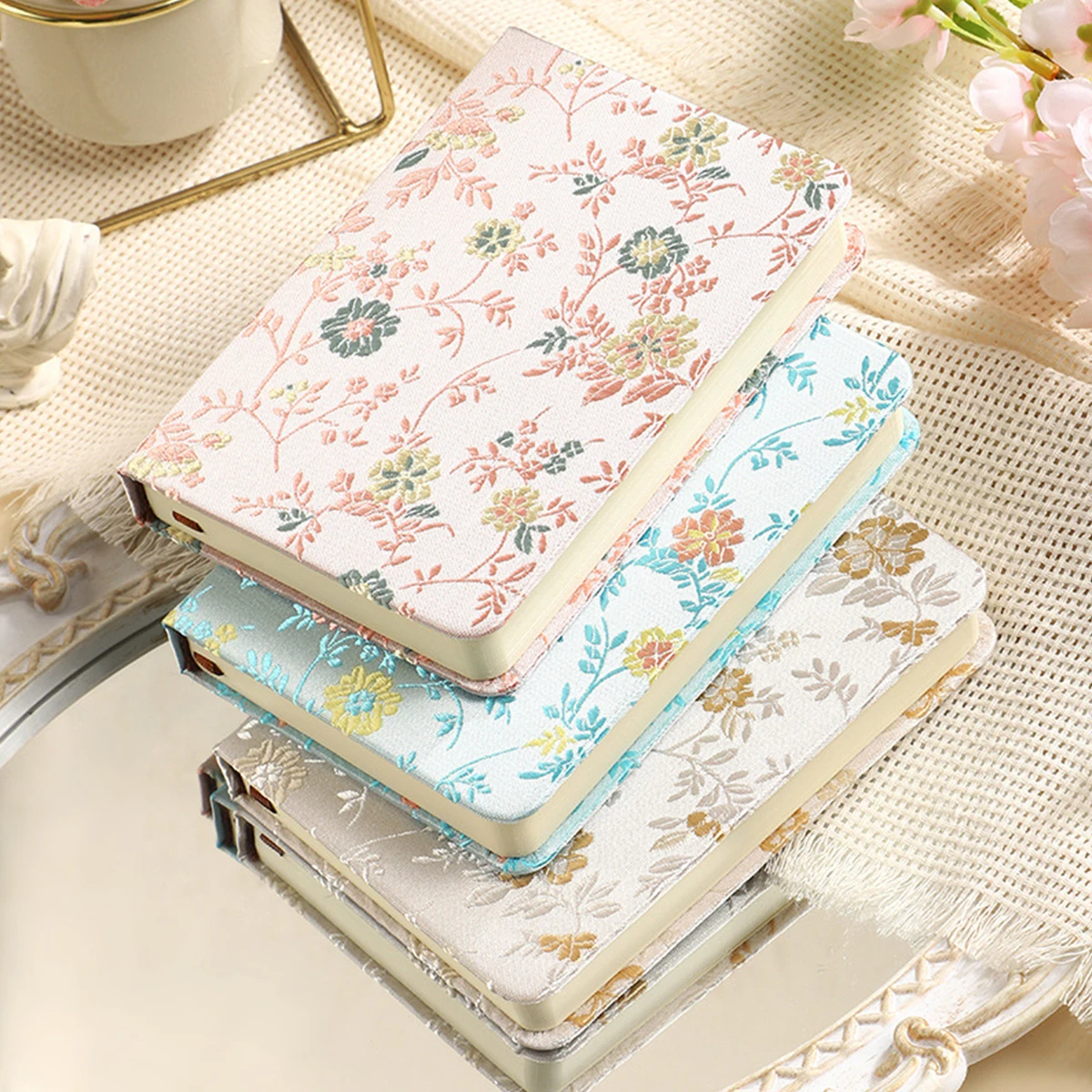 Journal Book Embossed Notebook Diary Book Agenda Organizer A6 Notebook Taking Notes Dao Lin Paper Floral Student Notebook - 3