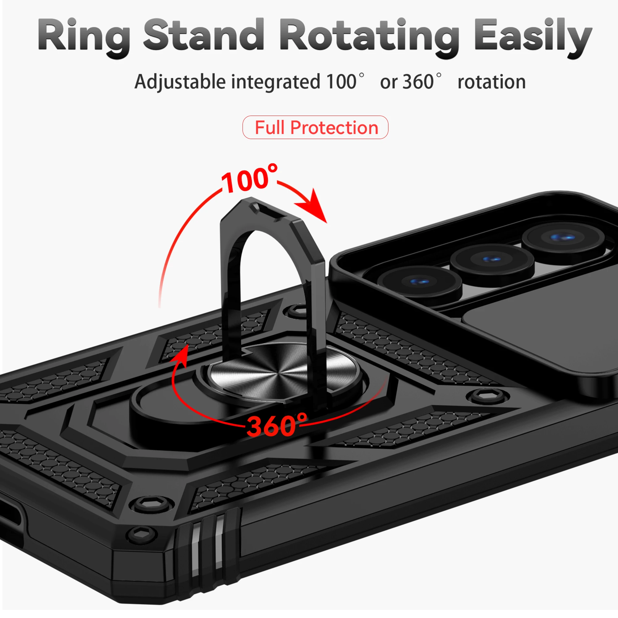 Dual Layer Metal Ring Protective Phone Case