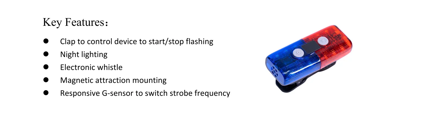 Lampe Stroboscopique Police Rechargeable Poyoelf - LED Rouge/bleu, Sirène, Clip Et Aimant - Pour Vélo, Sécurité, Plein Air