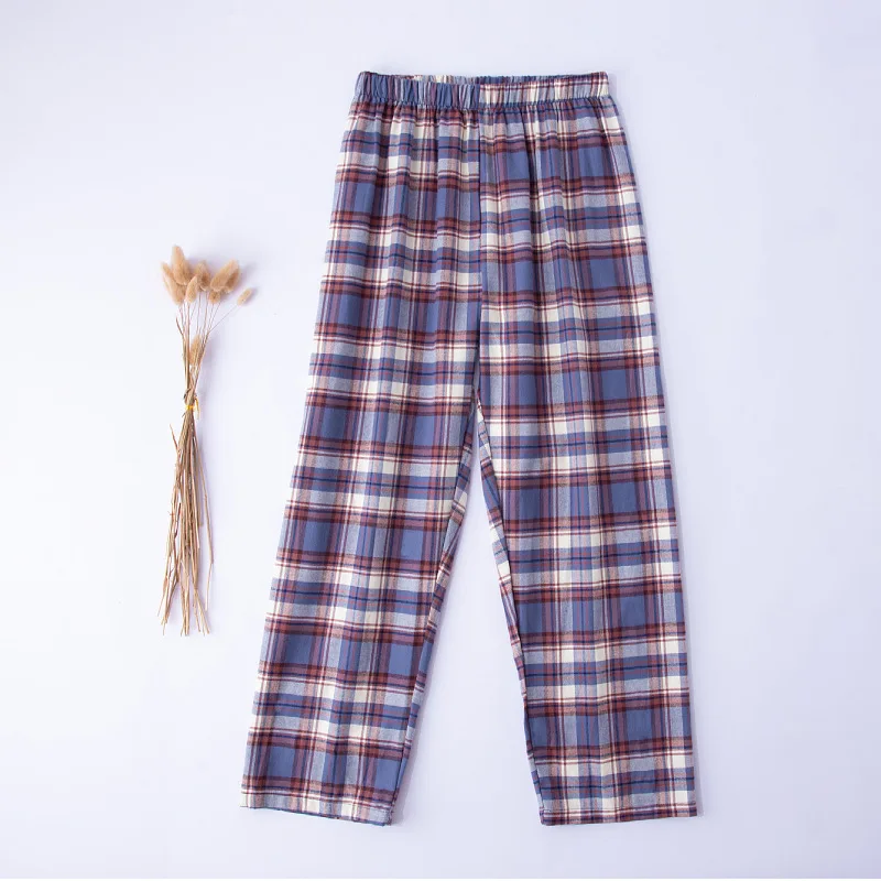 Autumn Cotton Pajama Pants for Men Home Wear Loose Pajama Pants Red Black Men Plaid Winter Sleepwear Pijamas Bottoms Wholesale
