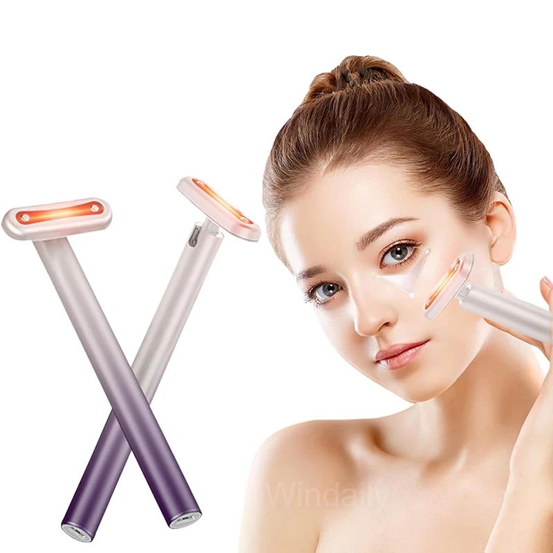 4-in-1 Electric Facial Massager Wand for Face & Eyes Rechargeable Skin Care Tool Anti-Aging Skin Tightening Beauty Device