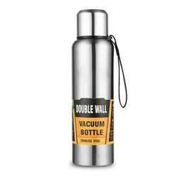 Large Capacity Stainless Steel Insulated Thermos Flask with Handle - 500ml (Silver)