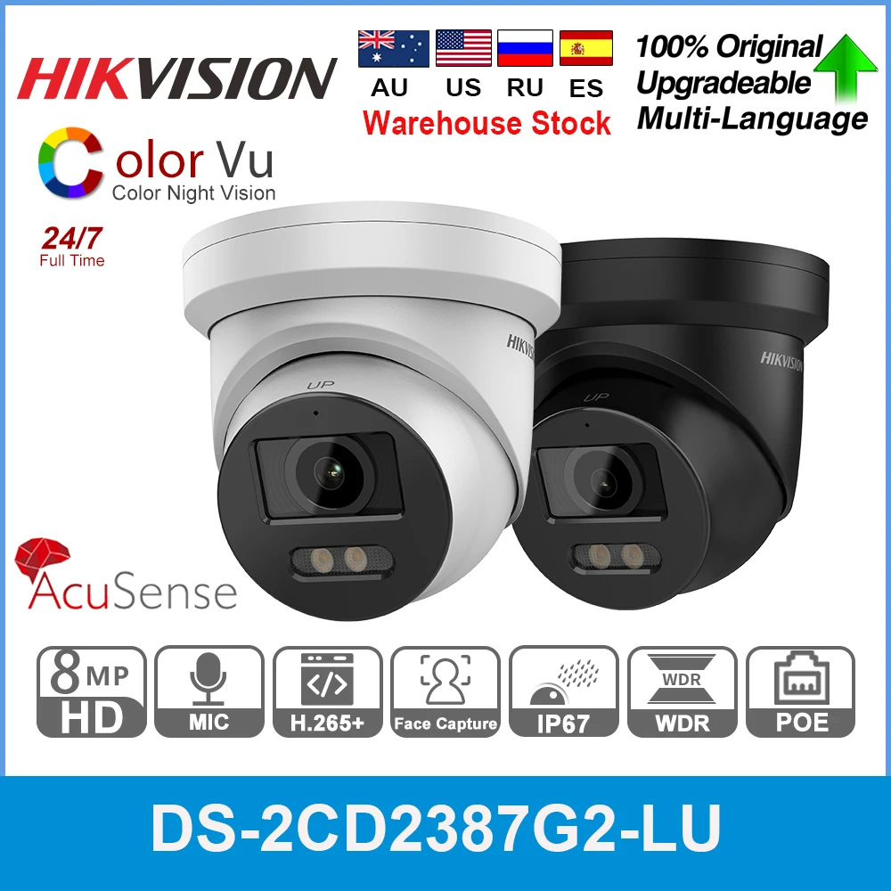 Hikvision Hikvision 8MP Black 4K Full-Color DS-2CD2387G2-LU ColorVu AcuSense IP Camera Mic 