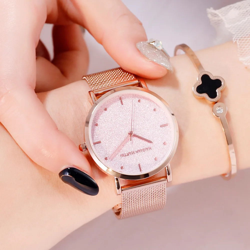 

Часы HANNAH MARTIN женские наручные кварцевые, роскошные японские водонепроницаемые из нержавеющей стали, цвета розового золота, с циферблатом в стиле пустыни
