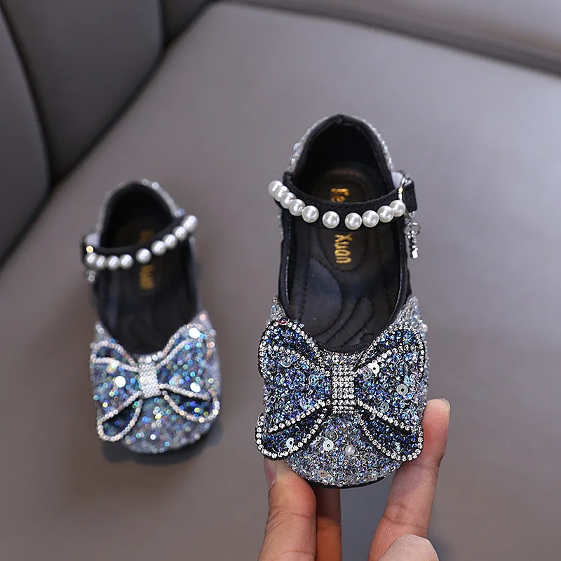 Leather Kids Sequins Flats Shoes for Girls
