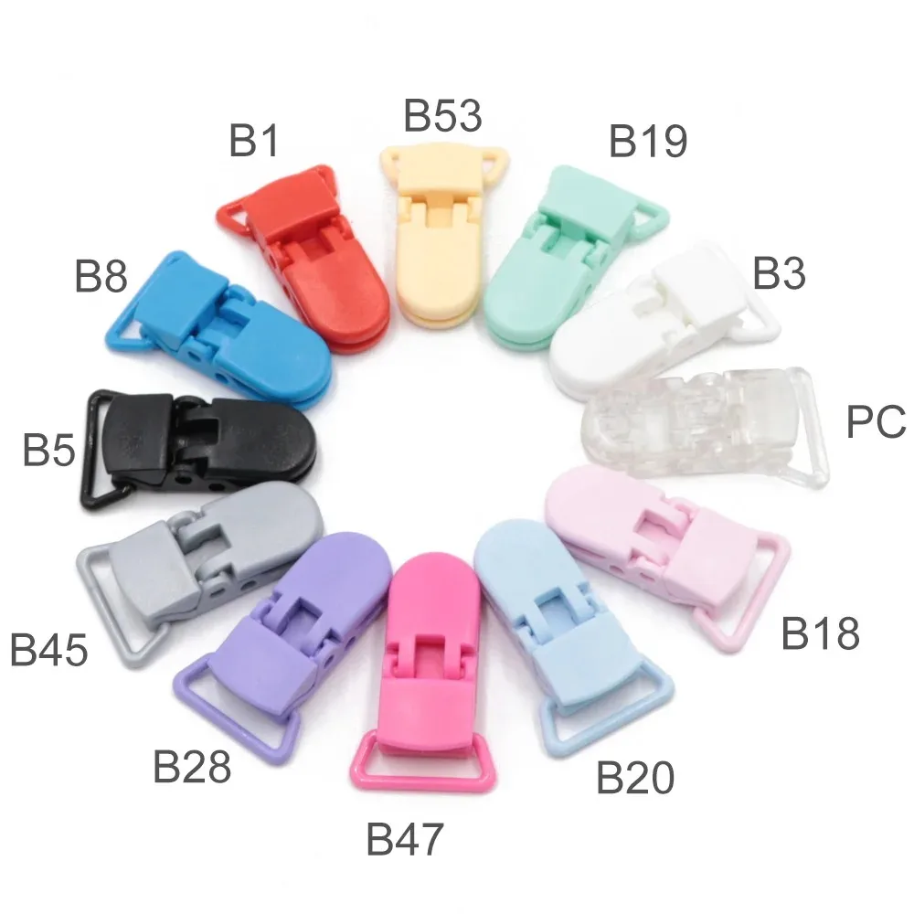 

5Pcs/Lot Plastic Pacifier Clip Holder Solid Color Flat Anti-Drop Chain Clips 20mm Soother Pacifier Holder