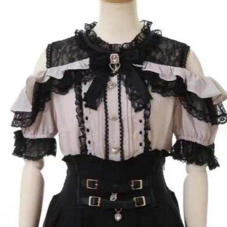 Sweet Lolita Style Girls Short Sleeve Top front view