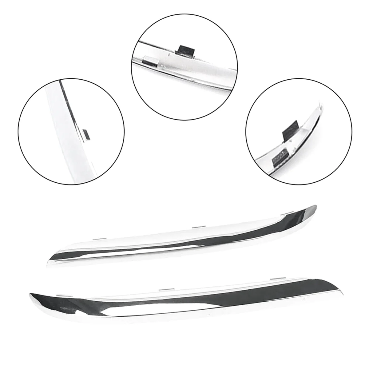68127941AB, 68127940AB for Chrysler 300 2011-2014 Front Bumper Molding Trim Set Left+Right (Silver)