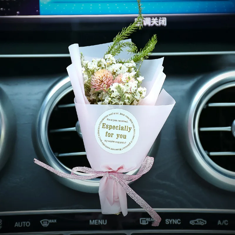 Mini getrockneter Rosenstrauß, Auto-Lüftungs-Clips, Blumen-Auto