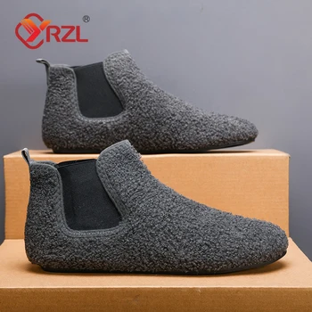 YRZL Winter Warm Cotton Shoes Men Indoor Home Slipper Thin Bottom Plush Cotton Man Casual Shoes Soft Sole Anti-slip Slippers Man 1