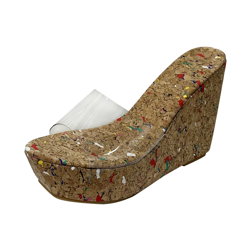 ZOOKERLIN Platform Transparent PVC Wedges Women's Slippers Summer Simple Slip On High Heels Mueller Shoes For Women Solid Color