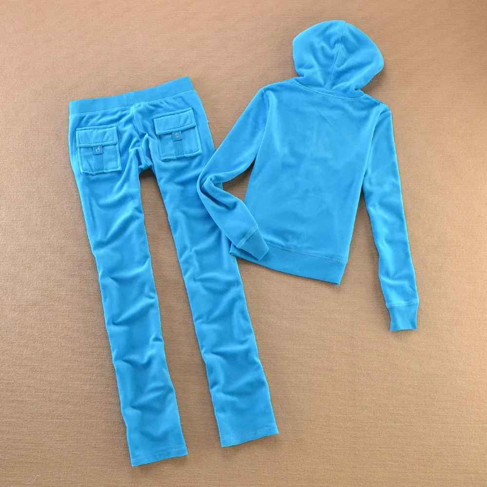 2024 Spring/Autumn Velvet Tracksuit Set for Women Velure Rhinestone 2 Piece Tracksuit Casual Elegant Ladies Suit