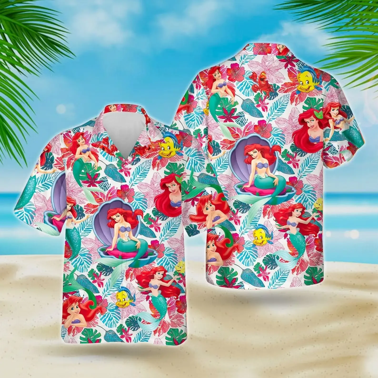 The Little Mermaid Camicia Hawaiana Ariel Princess Camicia Hawaiana Camicia Hawaiana Disney Camicia A Maniche Corte Con Bottoni Retrò