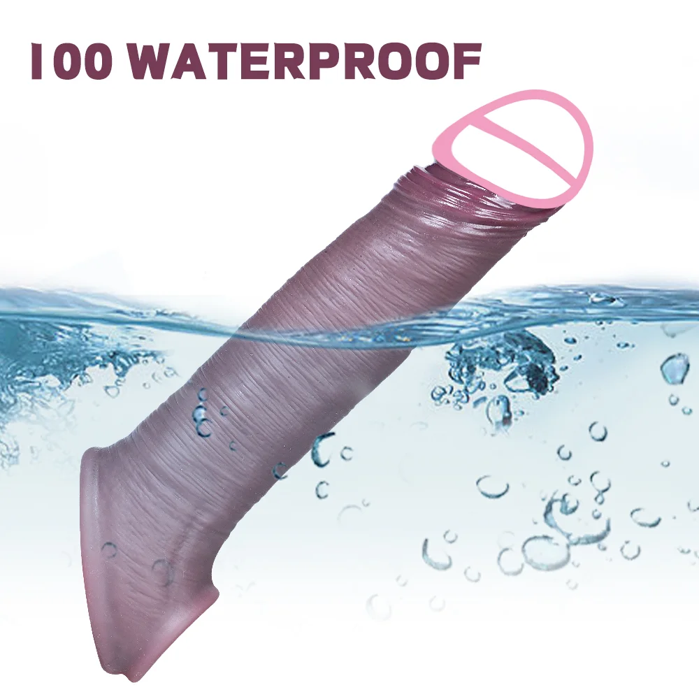 Penis Sleeve 8.66in Reusable With Cock Ring Sex Toys For Men Long Soft Penis Enlarger For Couples