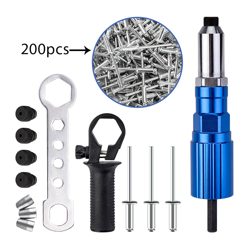 Electric Rivet Gun 2.4mm4.8mm Rivet Nut Gun Drill Bit Adapter Cordless
