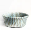 Home Cestas Mimbre Striped Wicker Storage Baskets Laundry Basket Handmade Collapsible Straw Patchwork Seagrass Osier Panier 6
