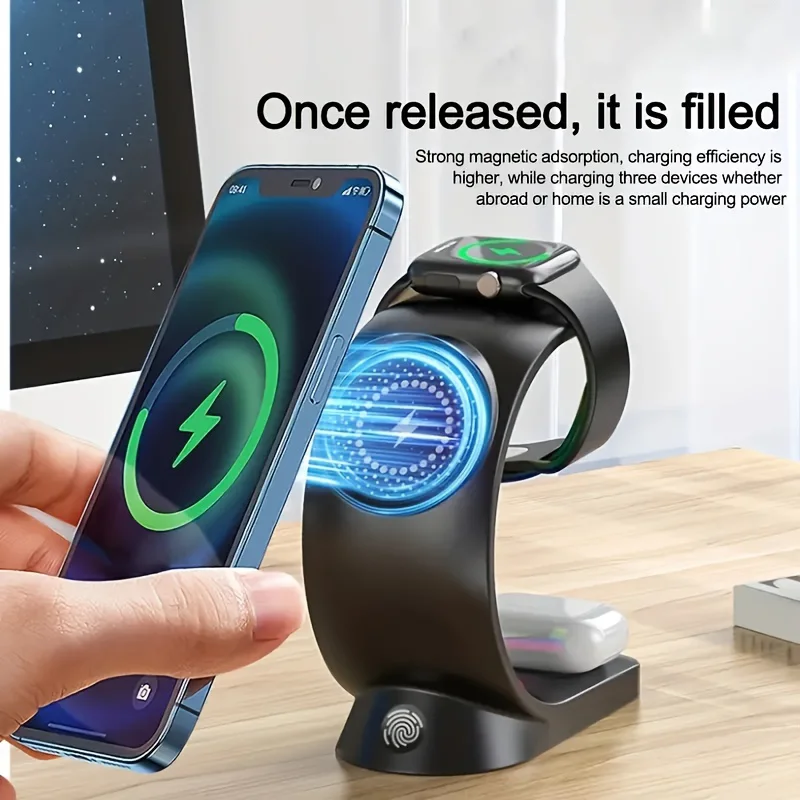 

New wireless charging dock LED light fast charging station base suitable for Apple magnetic wireless fast charging bracket